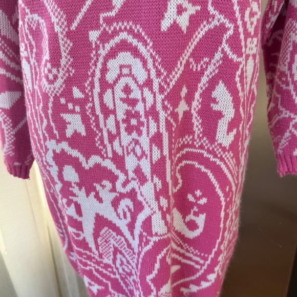 Vintage 1980s sweater, oversized long pink abstract top, Jordache, 10/12 (M/L) - Picture 6 of 8